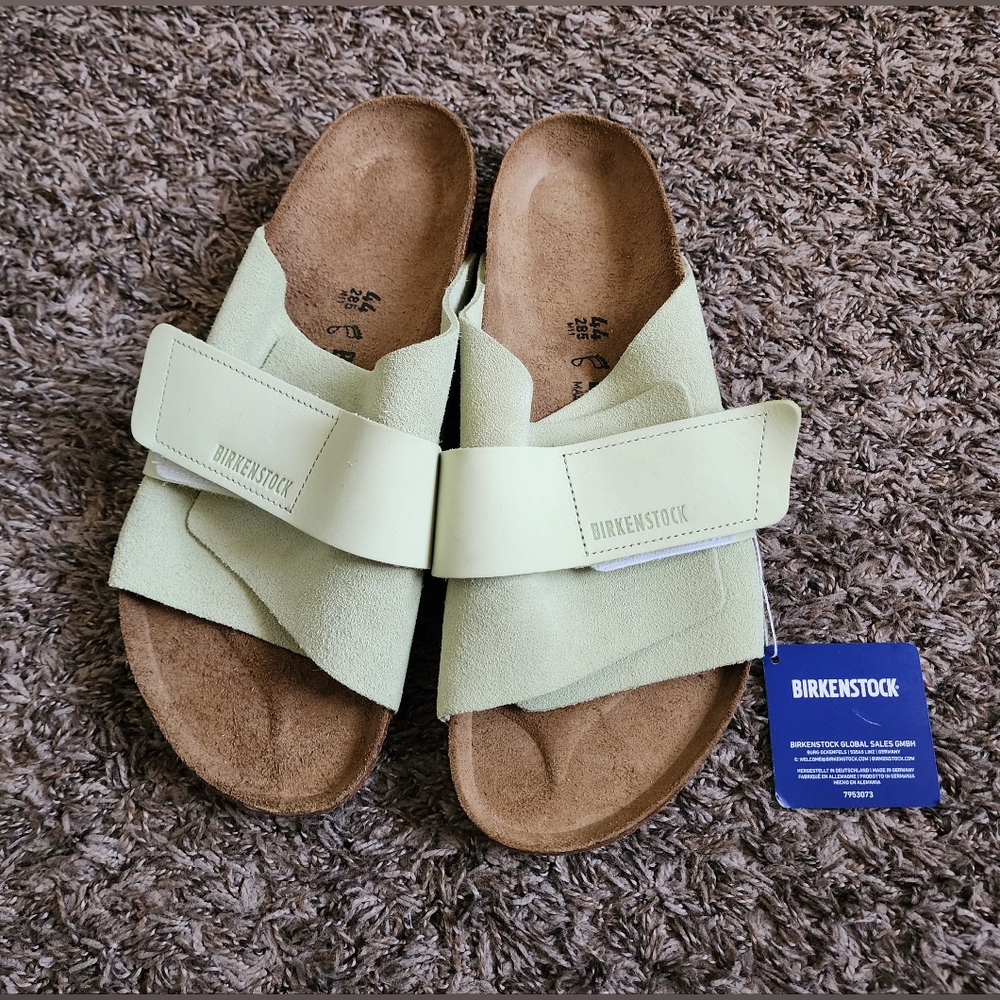 NWT Birkenstock Faded Lime Green Kyoto Suede Leather Sandal Men's 11 (44)